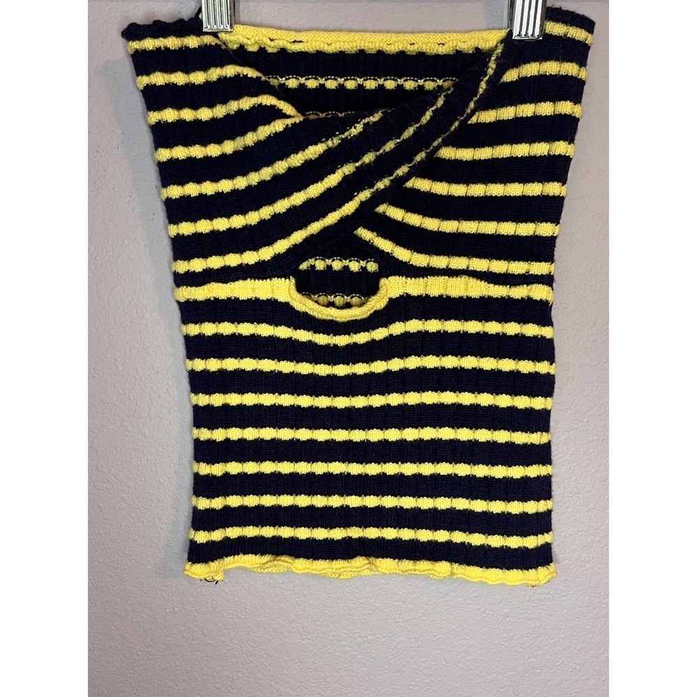 Micas Yellow Navy Striped Tube Top Sweater Size Small
